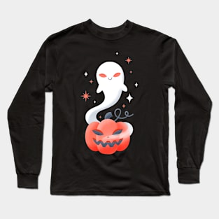 Cute Ghost and Haunted Pumkin - Halloween Collection Long Sleeve T-Shirt